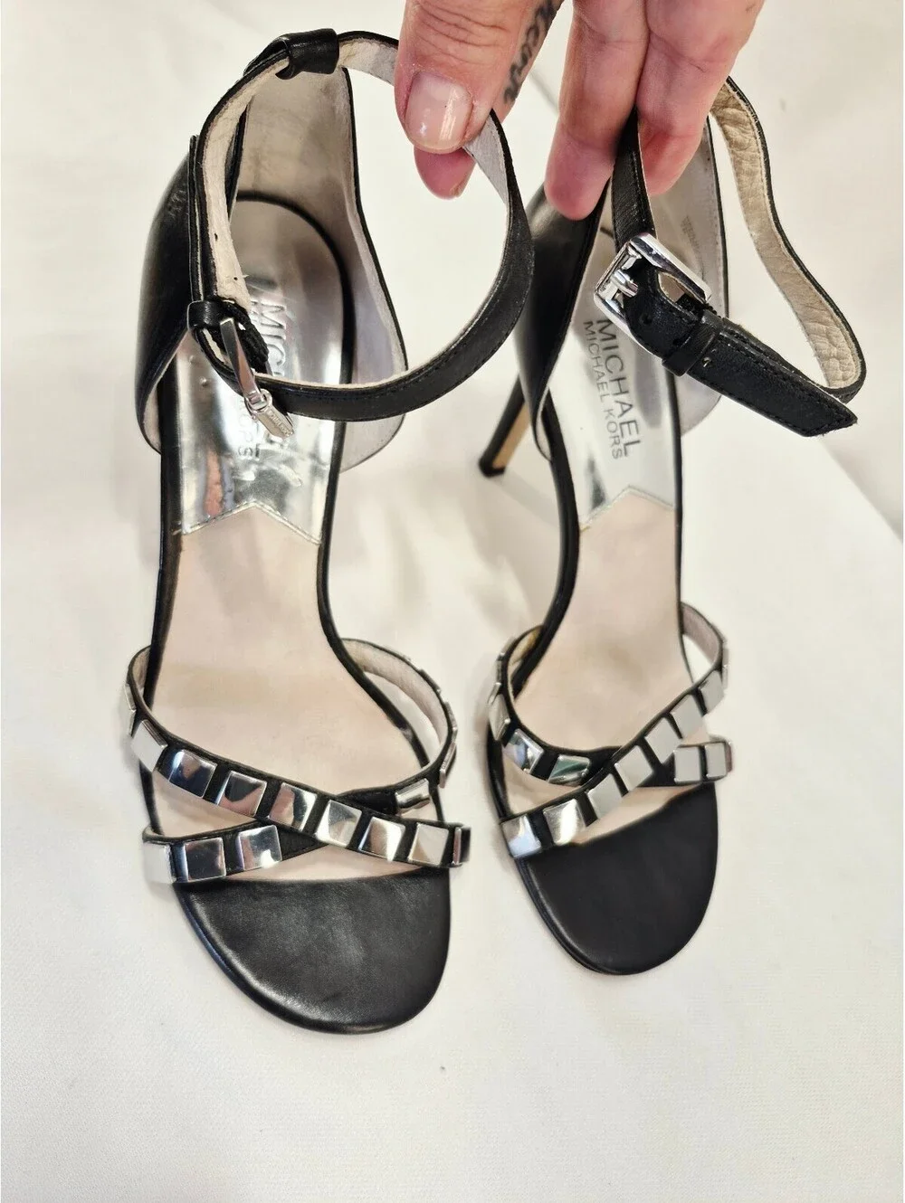 MICHAEL Michael Kors Women's 7.5 Chantelle Embellished Strappy High Heel Sandals